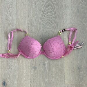 Cute Daisy Pink Lace Push-Up Underwire Bra